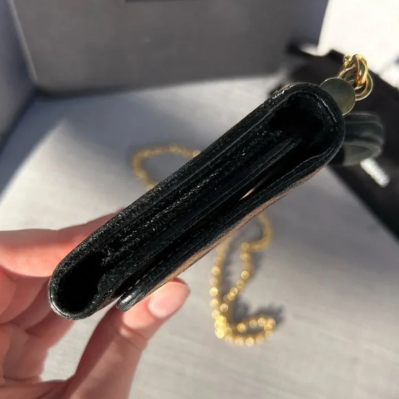 DOLCE GABBANA Dauphine Leopard Print Mini Miss Sicily Chain Wallet Brown Black - Picture 10 of 11